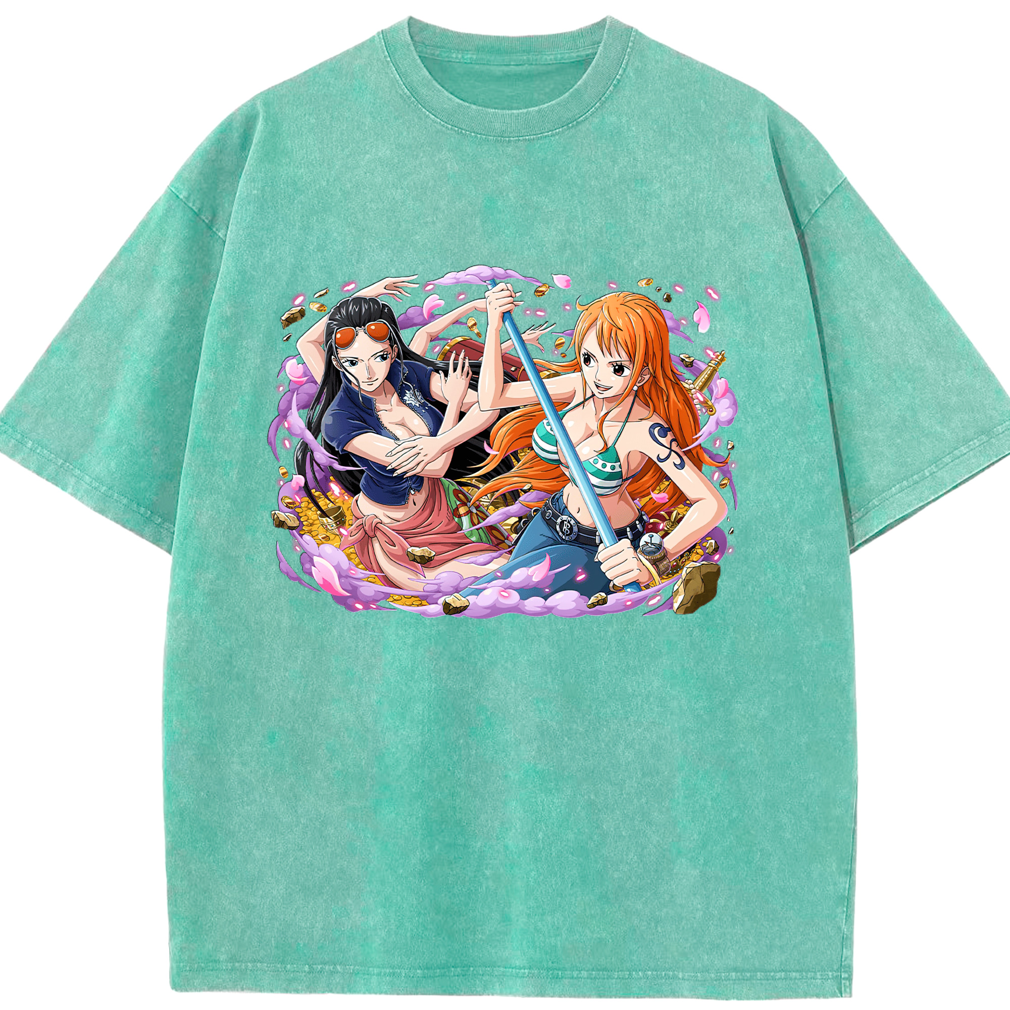 ワンピース ニコ・ロビン ONE PIECE Nico Robin 綿100% ヴィンテージ風 半袖Tシャツ（フロントプリント）